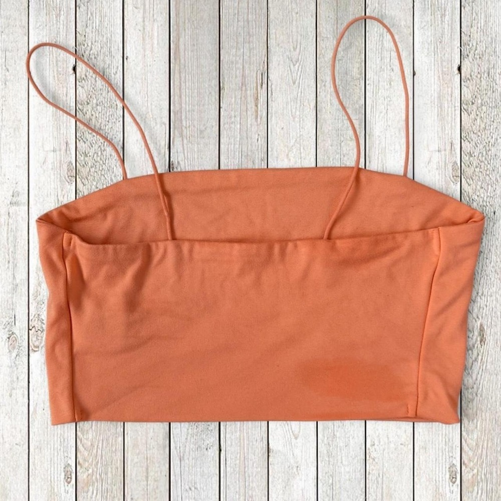 SHEIN Women's XS US 2 Orange Peach Cropped Cami Tank Top Spaghetti Strap - Picture 2 of 4
